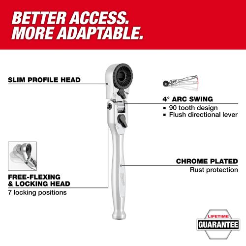 Main product image of 1/4" Hex Drive Mini Flex Head Bit Ratchet, 48-22-2951