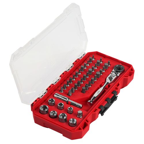 Main product image of 44 Piece 1/4" Hex Drive Mini Flex Head Ratchet & Bit Set, 48-22-2952