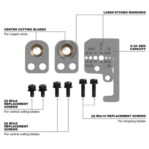Main product image of 8-20 AWG Automatic Wire Stripper Replacement Blade Kit