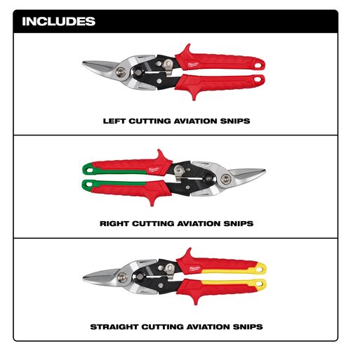 Main product image of 3 Piece Aviation Snip Set w/ Left, Right & Straight Aviation Snips