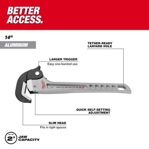 Main product image of 14" Aluminum Self-Adjusting Pipe Wrench