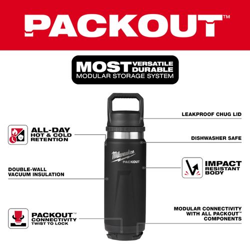 Main product image of PACKOUT 24oz Insulated Bottle with Chug Lid (Black)
