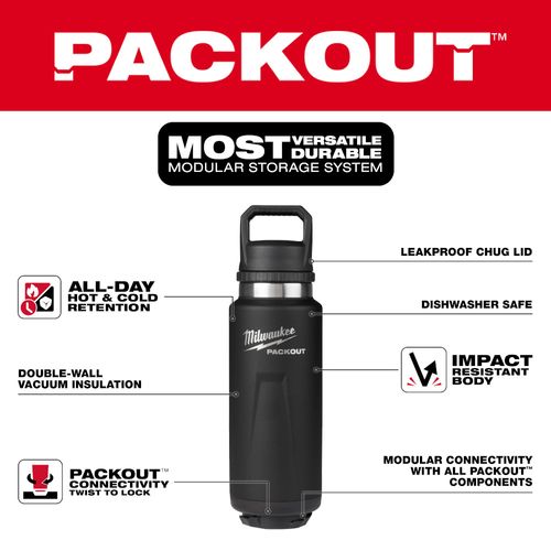 Main product image of PACKOUT 36oz Insulated Bottle with Chug Lid (Black)
