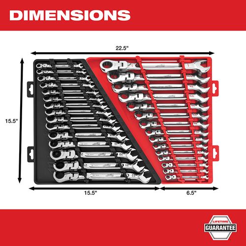 Main product image of 15 Piece SAE Flex Head Ratcheting Combination Wrench Set