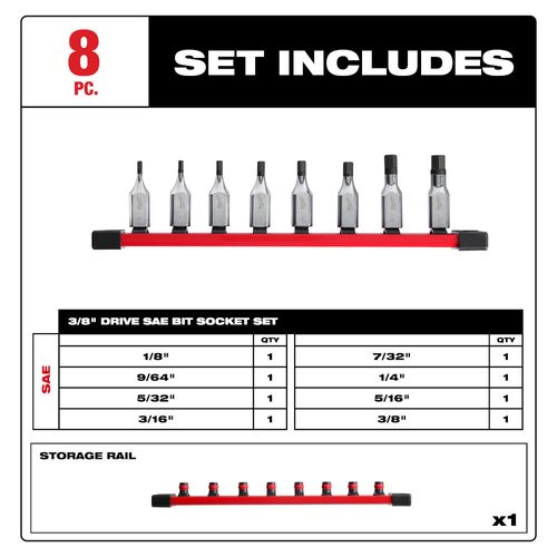 Main product image of 8 Piece 3/8" Drive Hex Bit Socket Set - SAE
