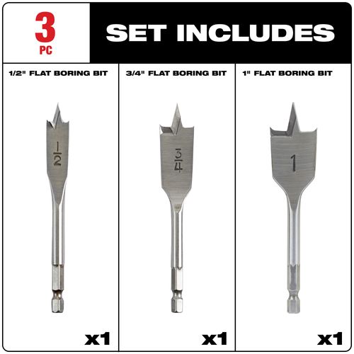Main product image of 3 Piece Stubby Flat Boring Bit Set