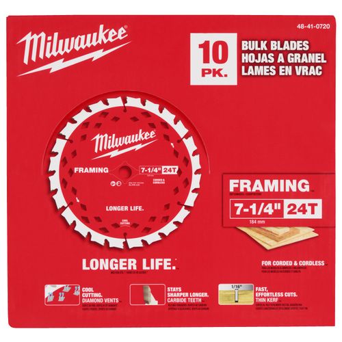 Main product image of 7-1/4" Framing Wood Cutting Circular Saw Blade w/ 24 ATB Teeth @ 15-Degree Grind, 5/8" Arbor