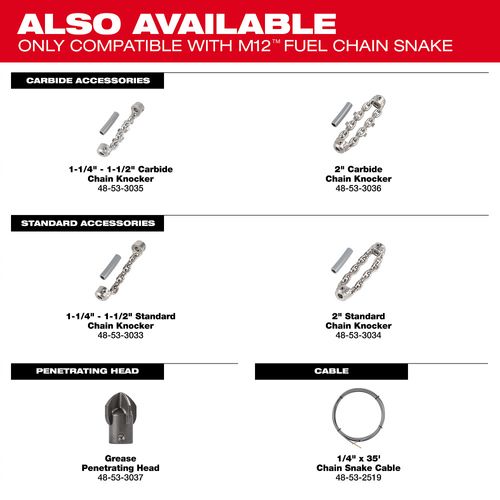 Main product image of 1-1/4" - 1-1/2" Carbide Chain Knocker for 1/4" Chain Snake Cable