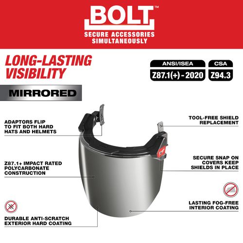 Main product image of BOLT Full Face Shield - Mirrored Dual Coat Lens (for BOLT Safety Helmets & BOLT Hard Hats)