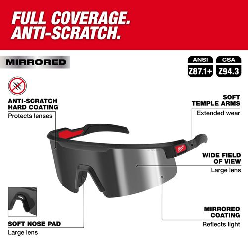 Main product image of Wrap Around Safety Glasses - Mirrored Anti-Scratch Lenses