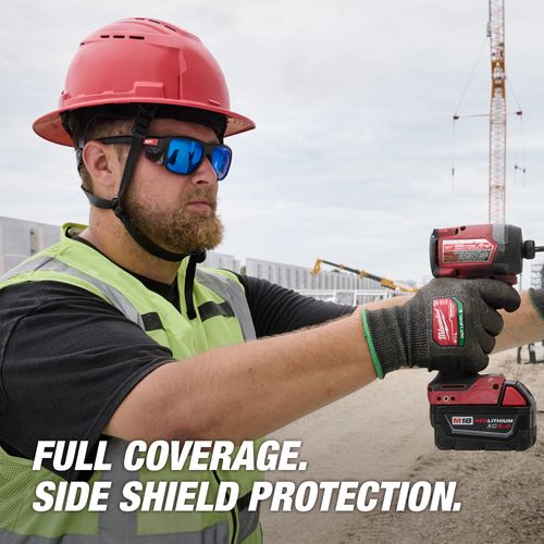 Main product image of Full Frame Safety Glasses with Removable Side Shields - Blue Mirrored Anti-Scratch Lenses