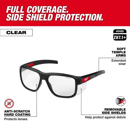 Main product image of Full Frame Safety Glasses with Removable Side Shields - Clear Anti-Scratch Lenses
