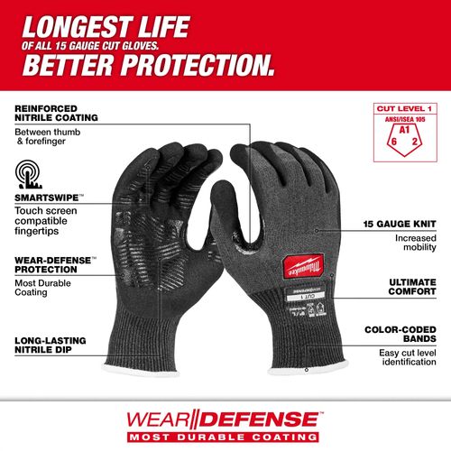 Main product image of Cut Level 1 WEAR-DEFENSE Nitrile Dipped Gloves (S), 48-73-6910