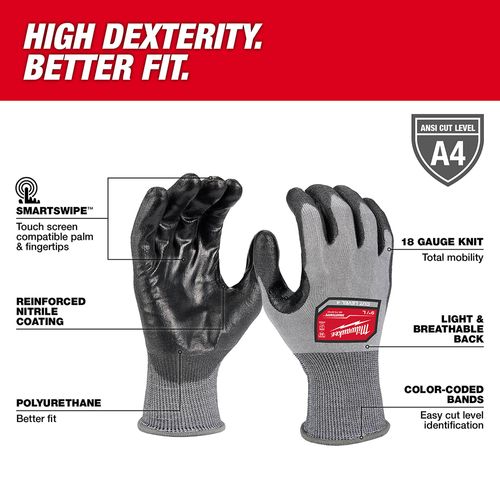 Main product image of 12 Pair Cut Level 4 High Dexterity Polyurethane Dipped Gloves - XL