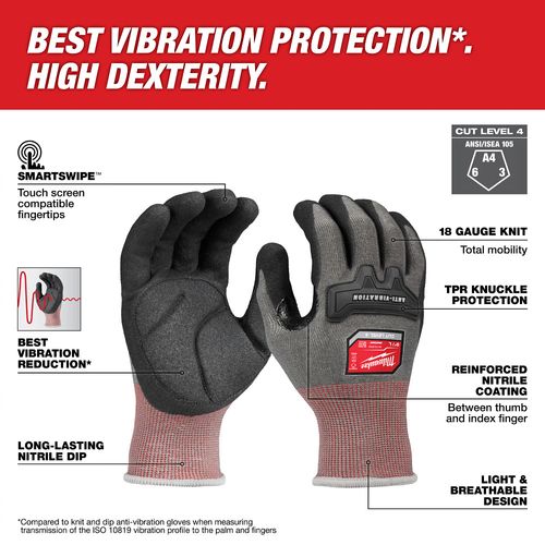 Main product image of Anti-Vibration Cut Level 4 High Dexterity Nitrile Dipped Glove - XL