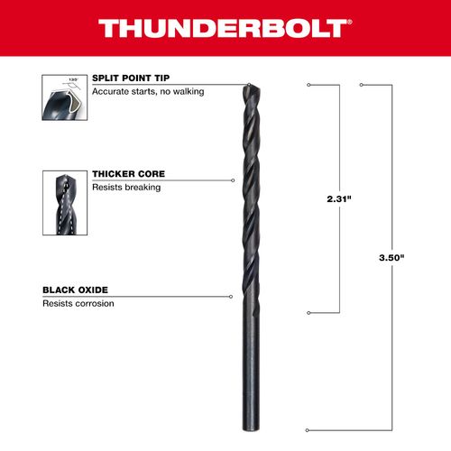 Main product image of 3/16" THUNDERBOLT Black Oxide Drill Bit