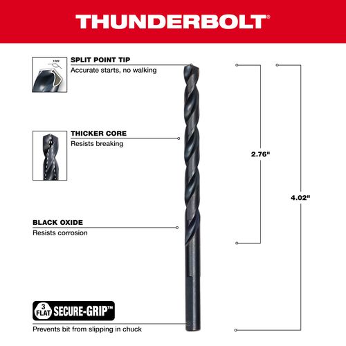 Main product image of 1/4" THUNDERBOLT Black Oxide Drill Bit