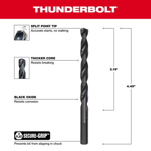 Main product image of 5/16" THUNDERBOLT Black Oxide Drill Bit