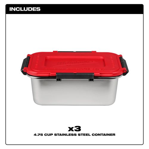 Main product image of 3-Pack Stainless Steel Containers for M18 Jobsite Lunch Warmer, 49-16-0203