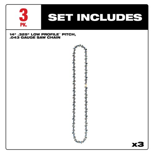 Main product image of 14" .325" LOW PROFILE Pitch, .043" Gauge Saw Chain - (3 Pack)