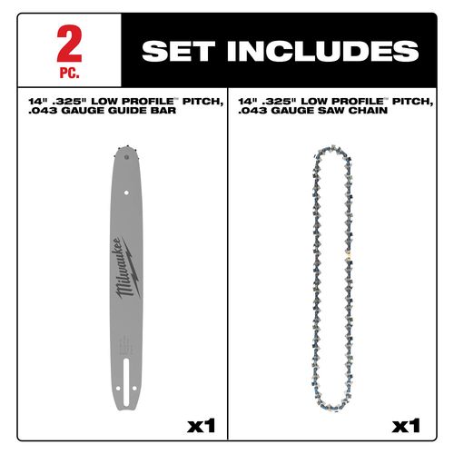 Main product image of 14" .325" LOW PROFILE Pitch, .043" Gauge Saw Chain and Guide Bar Set