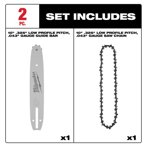 Main product image of 10" .325" LOW PROFILE Pitch, .043" Gauge Saw Chain and Guide Bar Set