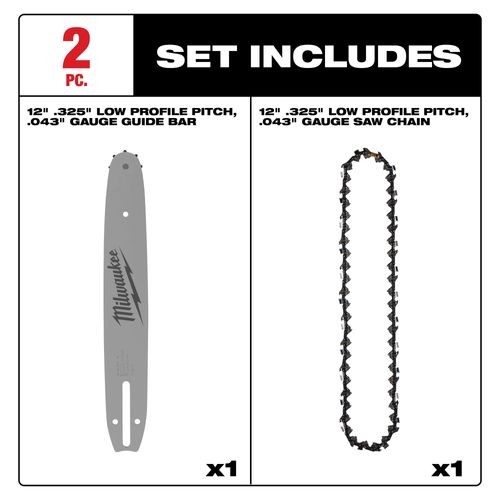 Main product image of 12" .325" LOW PROFILE Pitch, .043" Gauge Saw Chain and Guide Bar Set