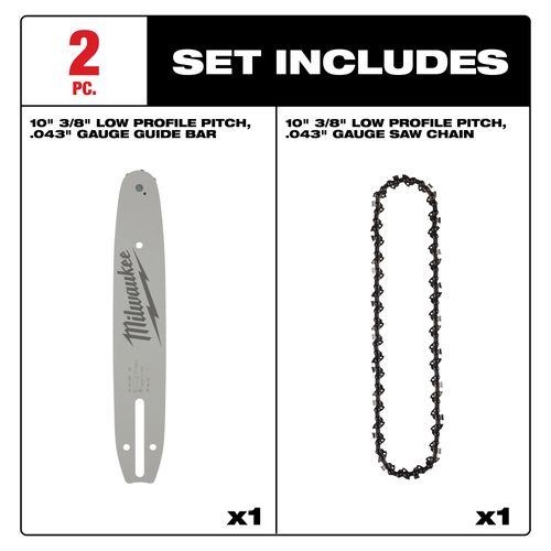 Main product image of 10" 3/8" LOW PROFILE Pitch, .043" Gauge Saw Chain and Guide Bar Set