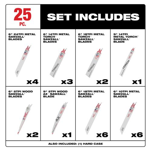 Main product image of SAWZALL 13 Piece Bi-Metal Set + 12 Bi-Metal blades