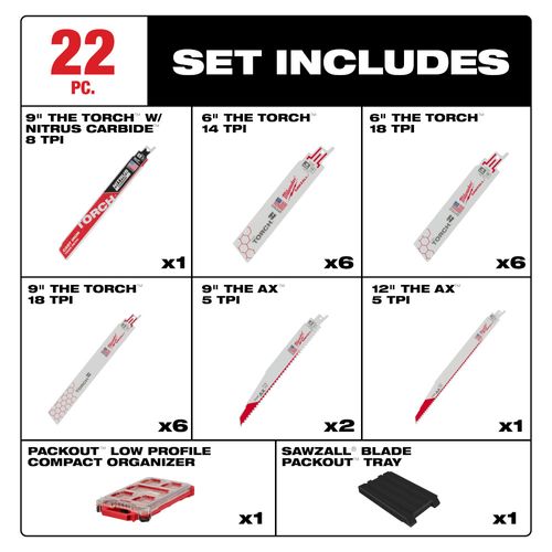 Main product image of 22 Piece SAWZALL Blade PACKOUT Kit