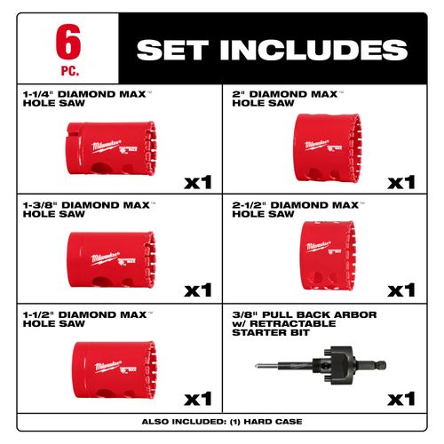Main product image of 6 Piece DIAMOND MAX Hole Saw Set