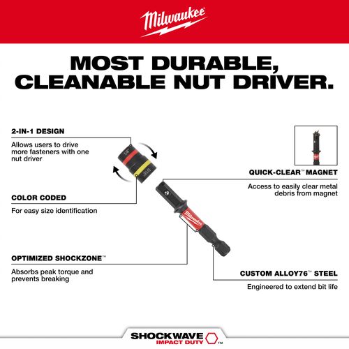 Main product image of SHOCKWAVE Impact Duty 1/4" and 5/16" x 2-1/4" QUIK-CLEAR 2-in-1 Magnetic Nut Driver