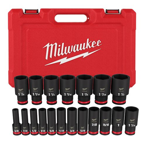 Main product image of 19 Piece SHOCKWAVE Impact Duty 1/2" Drive SAE Deep 6 Point Socket Set