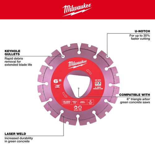 Main product image of Purple 6" x .100" Diamond Blade for Green Concrete (Medium), 49-93-7261