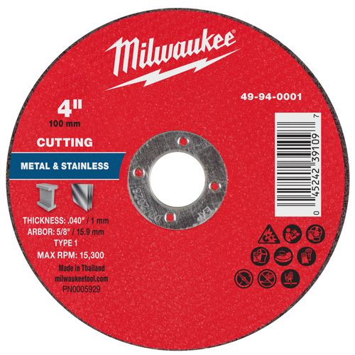 Main product image of 4" x .040" x 5/8" Metal Cut Off Wheel - Type 1