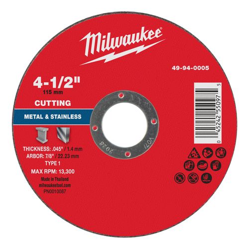 Main product image of 4-1/2" x .045" x 7/8" Metal Cut Off Wheels - Type 1 (100 Pack)