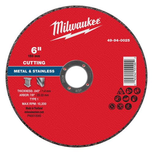 Main product image of 6" x .045" x 7/8" Metal Cut Off Wheels - Type 1 (100 Pack)