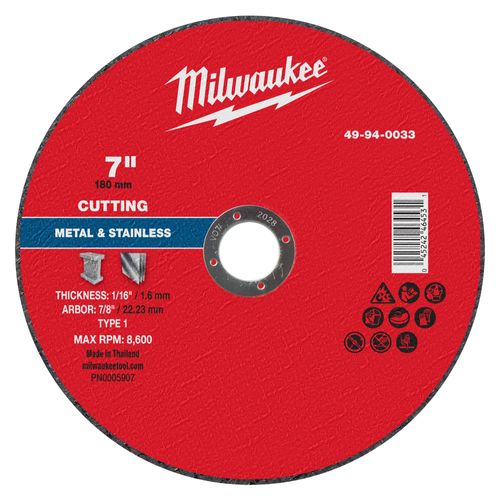 Main product image of 7" x 1/16" x 7/8" Metal Cut Off Wheel - Type 1