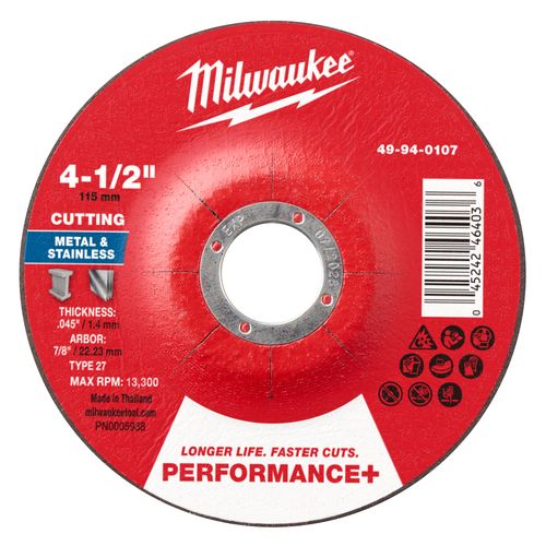 Main product image of 4-1/2" x .045" x 7/8" Performance & Metal Cut Off Wheel - Type 27