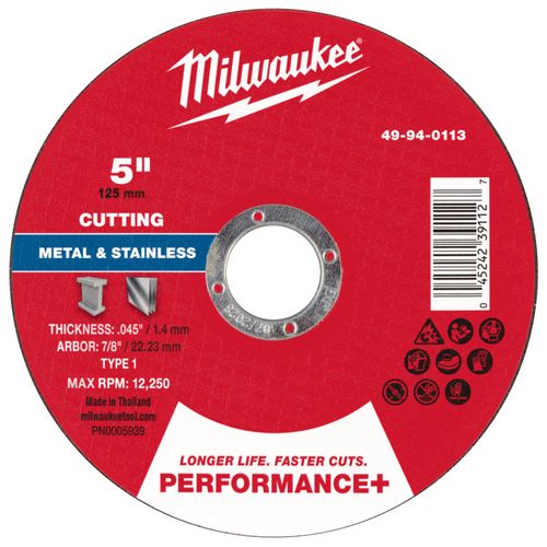 Main product image of 5" x .045" x 7/8" Performance & Metal Cut Off Wheels - Type 1 (25 Pack)