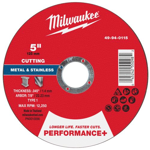 Main product image of 5" x .045" x 7/8" Performance & Metal Cut Off Wheels - Type 1 (100 Pack)