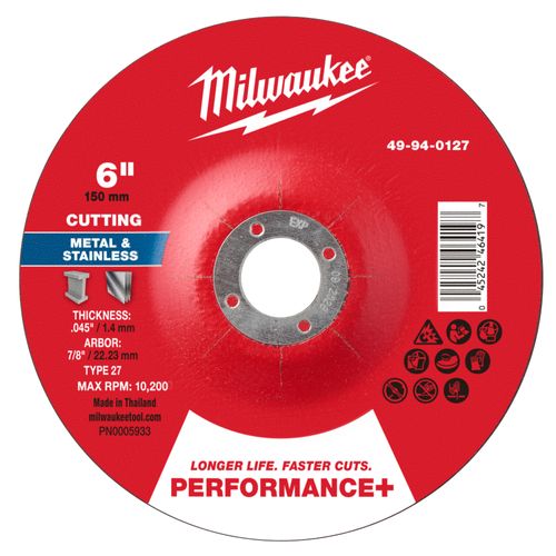 Main product image of 6" x .045" x 7/8" Performance & Metal Cut Off Wheel - Type 27