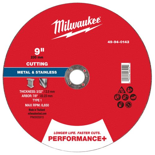 Main product image of 9" x 3/32" x 7/8" Performance & Metal Cut Off Wheel - Type 1