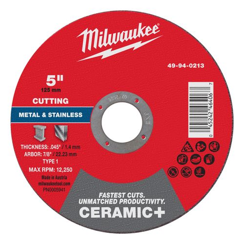 Main product image of 5" x .045" x 7/8" Ceramic & Metal Cut Off Wheel - Type 1