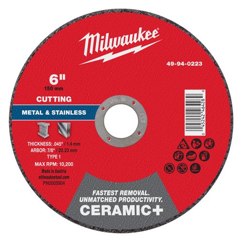 Main product image of 6" x .045" x 7/8" Ceramic & Metal Cut Off Wheel - Type 1