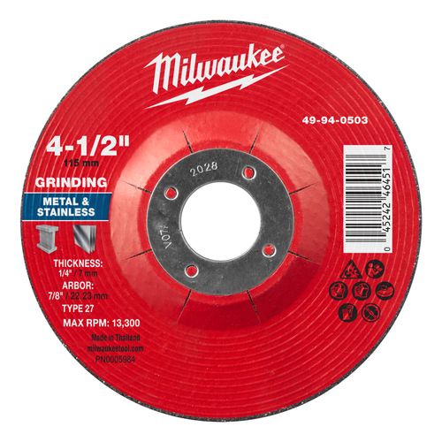Main product image of 4-1/2" x 1/4" x 7/8" Metal Grinding Wheels - Type 27 (10 Pack)