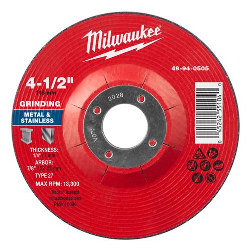 Main product image of 4-1/2" x 1/4" x 7/8" Metal Grinding Wheels - Type 27 (25 Pack)