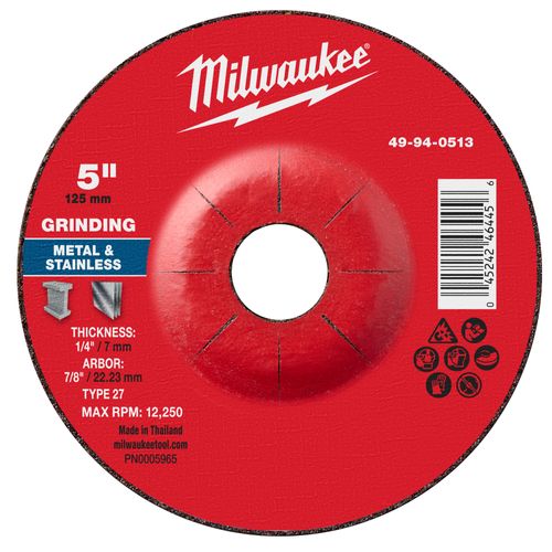 Main product image of 5" x 1/4" x 7/8" Metal Grinding  Wheel - Type 27
