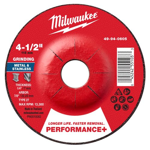 Main product image of 4-1/2" x 1/4" x 7/8" Performance & Metal Grinding Wheels - Type 27 (25 Pack)