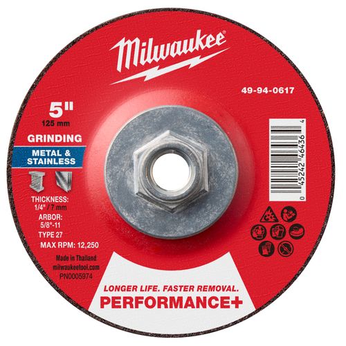 Main product image of 5" x 1/4" x 5/8"-11 Performance & Metal Grinding Wheel - Type 27